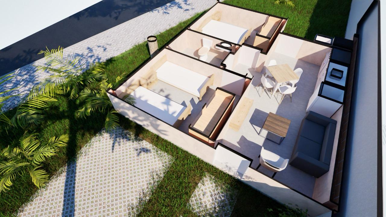 Interior 3D da casa Jatobá I
